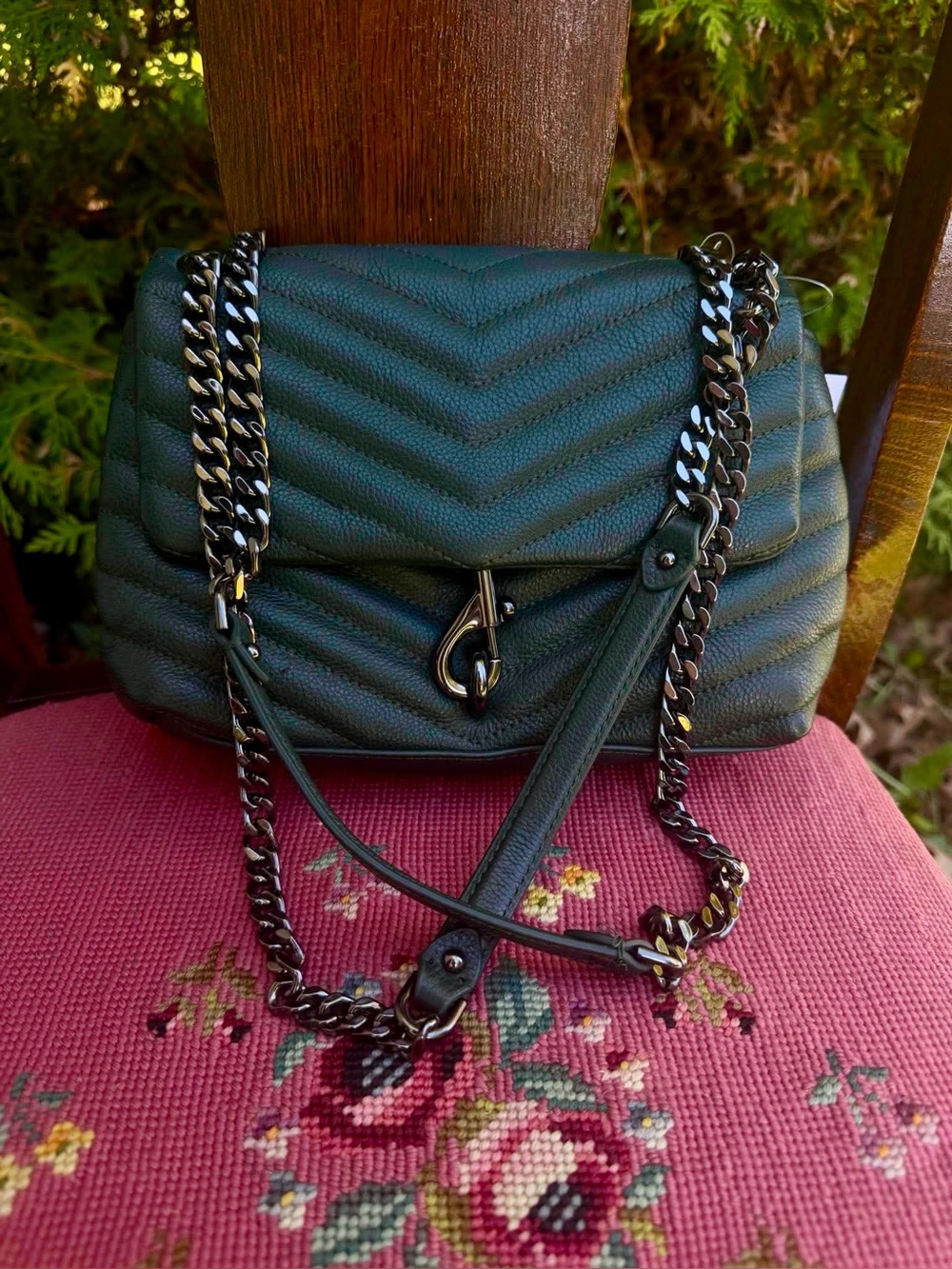 Quilted Dark Green Chain Crossbody/Shoulder Bag